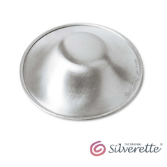 Top view of a single Silverette sterling silver nursing cup showing its smooth rounded interior